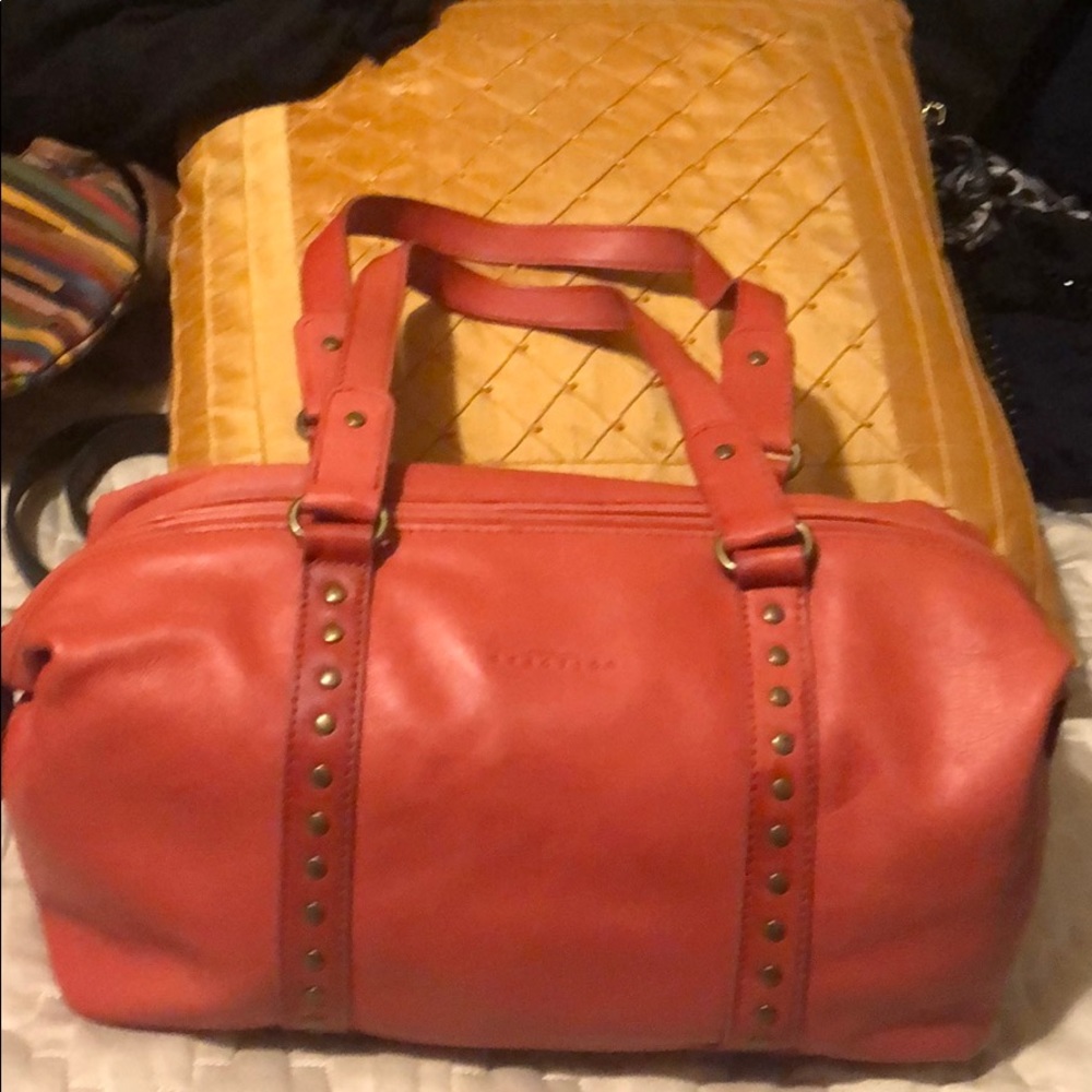 Vtg Kenneth Cole Reaction Coral Leather Handbag